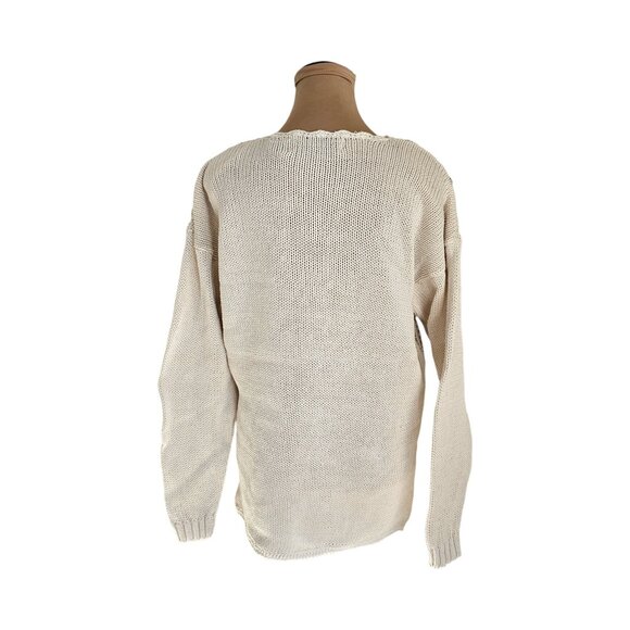 Blueberry Hill Vintage White Knit Floral Pattern Knit Crochet Sweater Sz M - Picture 6 of 10